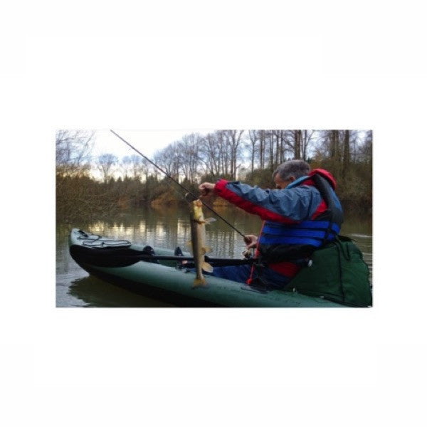 Sea Eagle FastTrack 385FT Tandem Inflatable Kayak out on the water catching a fish.