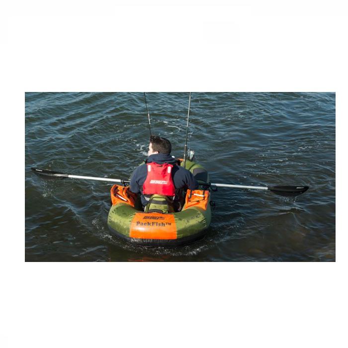 Sea Eagle AB252 Oars in use with the PackFish7 in the water.