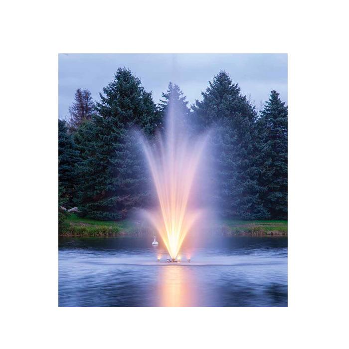 Scott Aerator's 'The Amherst' Pond Fountain in a pond on a fall creating a beautiful 3 layer spray.