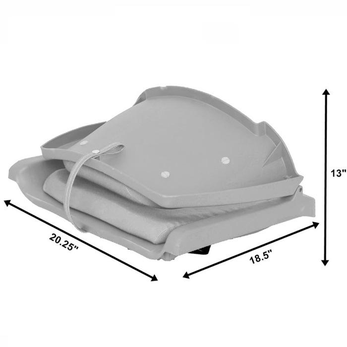 Sea Eagle Gray Swivel Seat folded dimensions diagram.