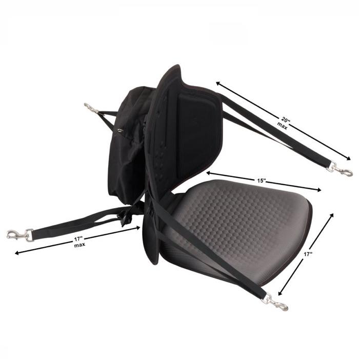 Sea Eagle Tall Back Kayak Seat dimensions with diagram.