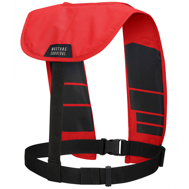 This is the back view of the Red Mustang Survival MIT 70 Manual Inflatable PFD.