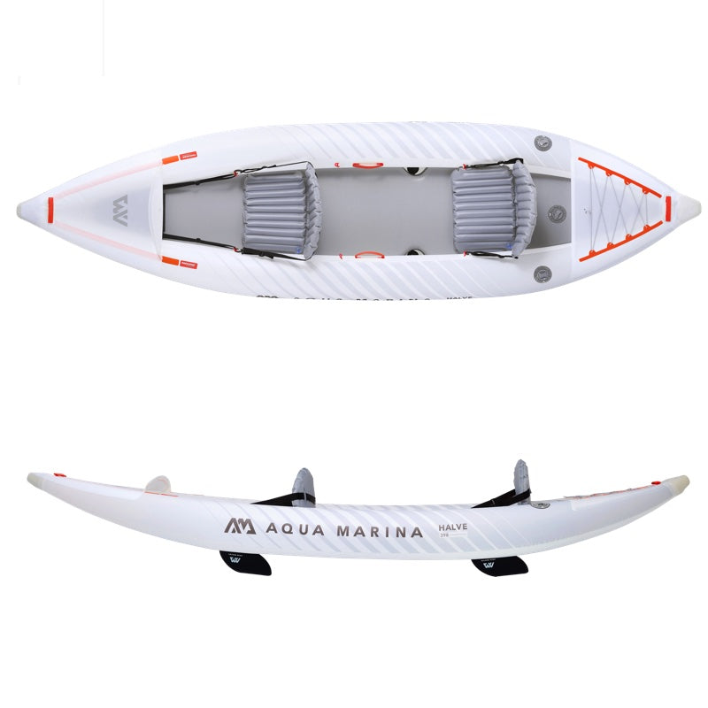 Inflatable kayak with Aqua Marina branding on a white background