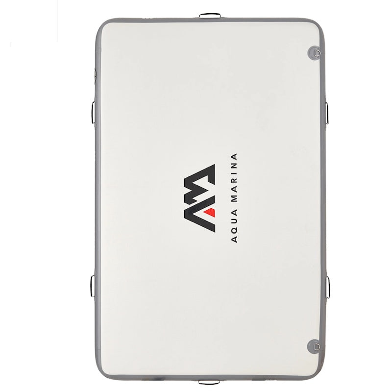 White inflatable dock with Aqua Marina logo on a white background