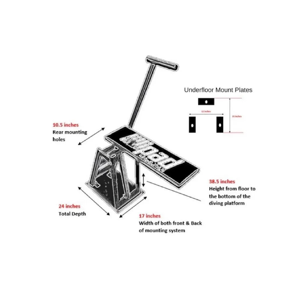 Lillipad Diving Board - Under Floor mounting dimensions layout. 
