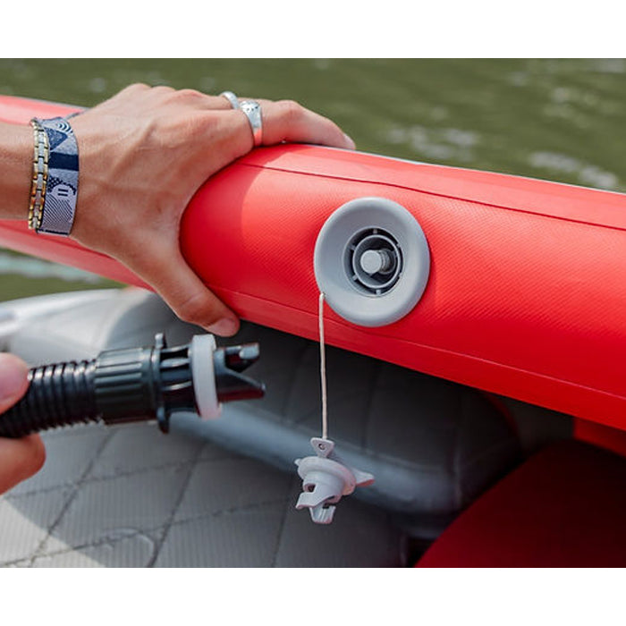 Paradise Pad 6&#39;x13&#39; Inflatable Water Mat closeup shot of the valve.