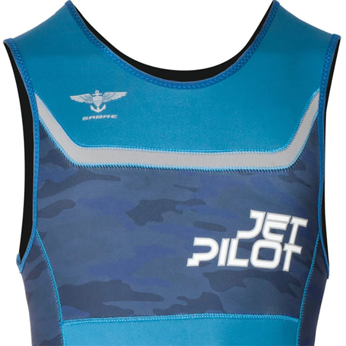 This is the closeup front view of the Blue Camo Jetpilot F-86 Sabre John Wetsuit top part.