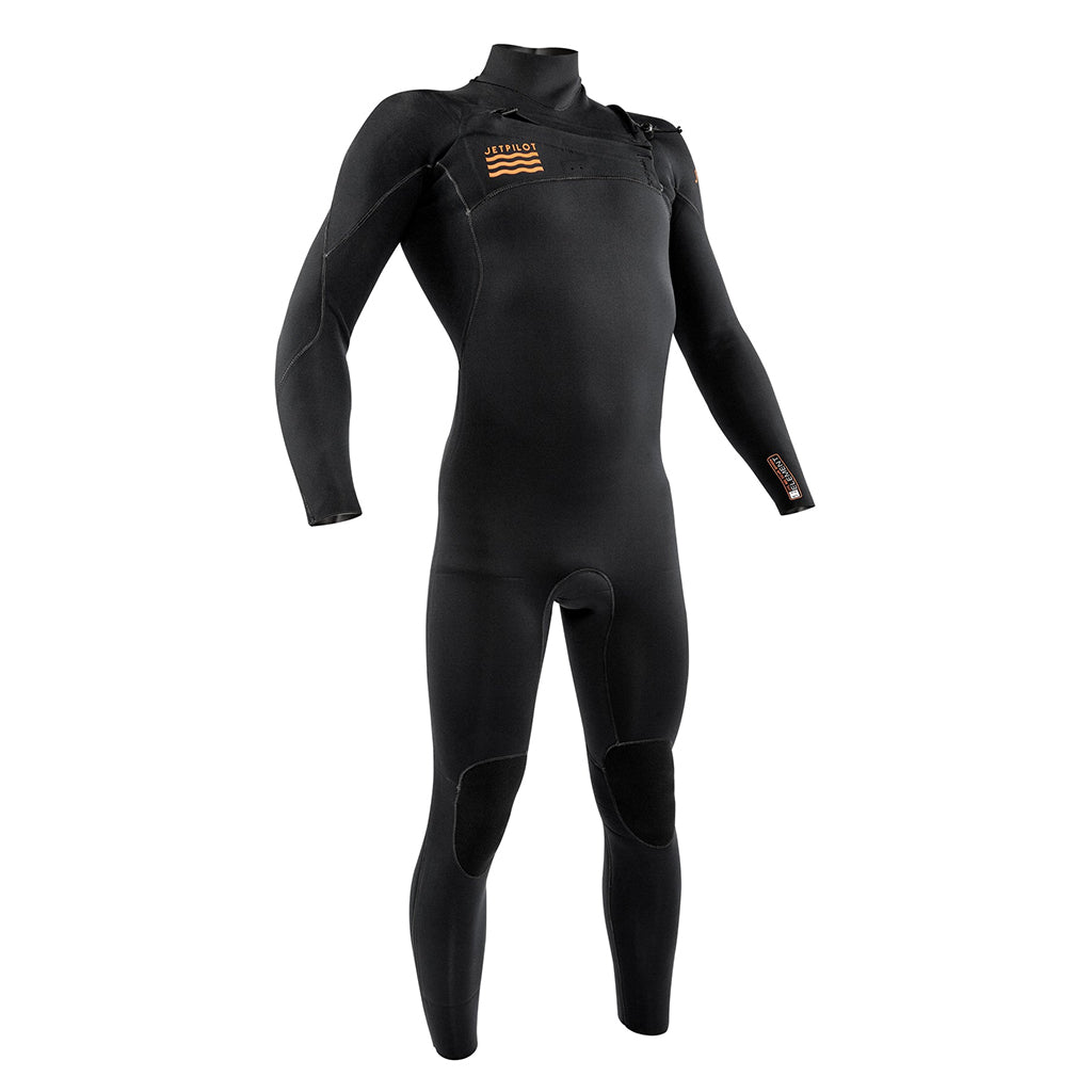 This is the full front view of the JetPilot L.R.E. Element 3-2 GBS Wetsuit facing the left side.