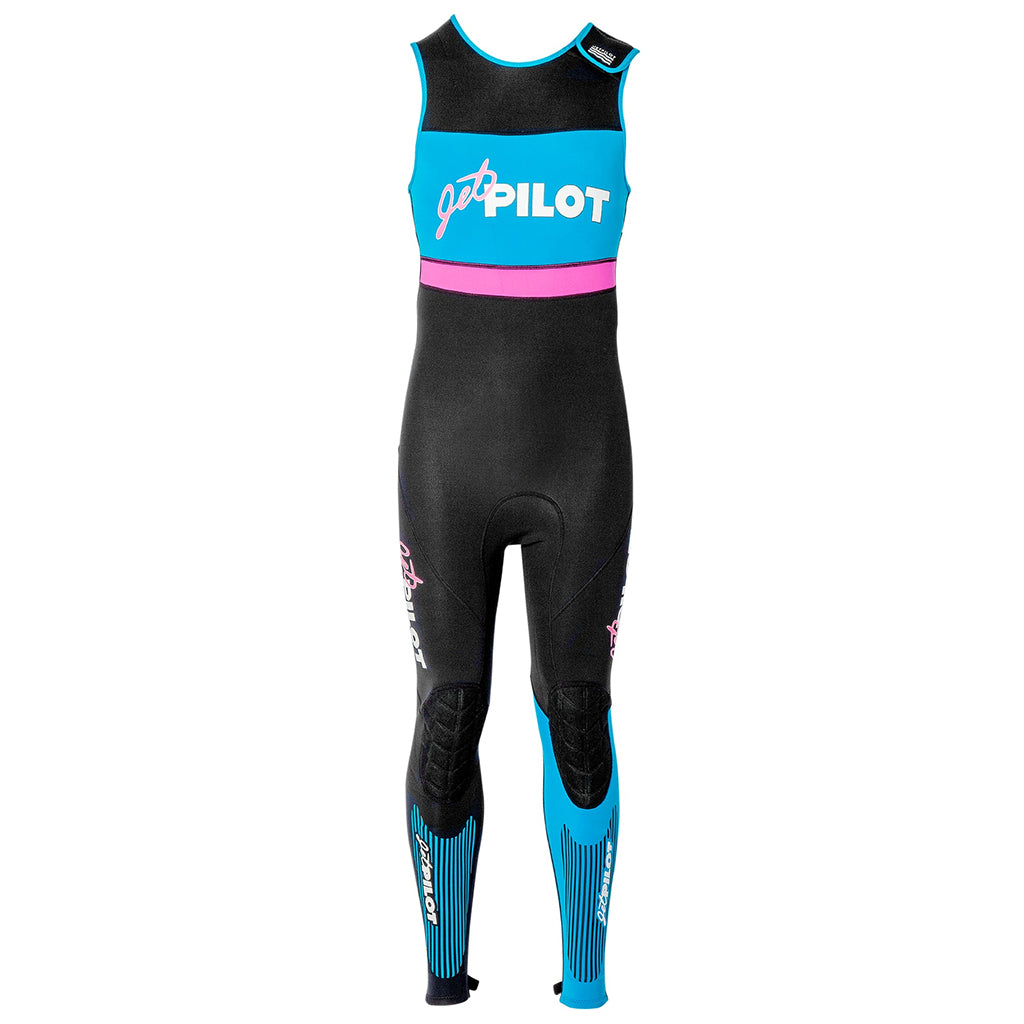 This is the full front view of the black-pink JetPilot Vintage Class John Wetsuit.