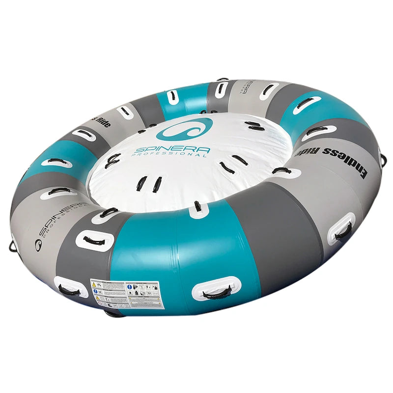 Inflatable ring with Spinera branding on a white background