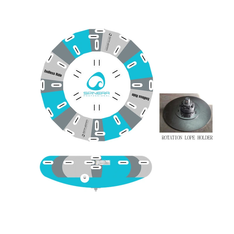 Rotation loop holder with aqua and gray design on a white background