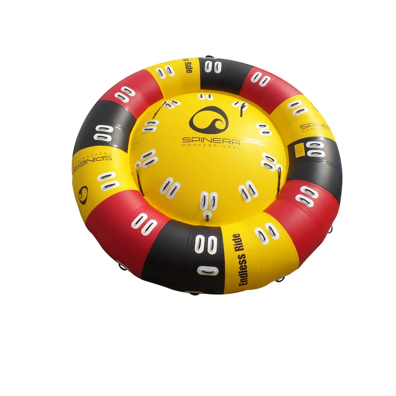 Inflatable Endless Ride 8–12 boat tube with red, yellow, and black colors on a white background