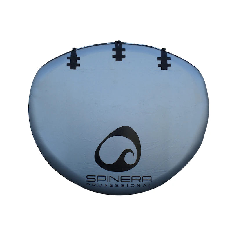 Bottom of a Spinera boat tube with logo on a white background