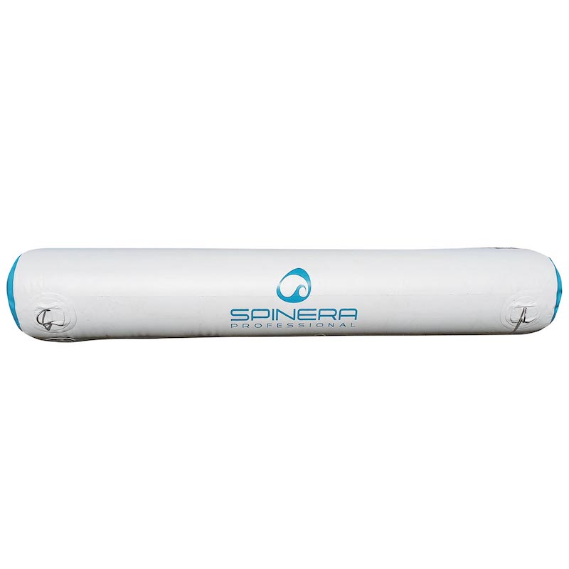 White inflatable cylindrical beam with Spinera logo on a white background