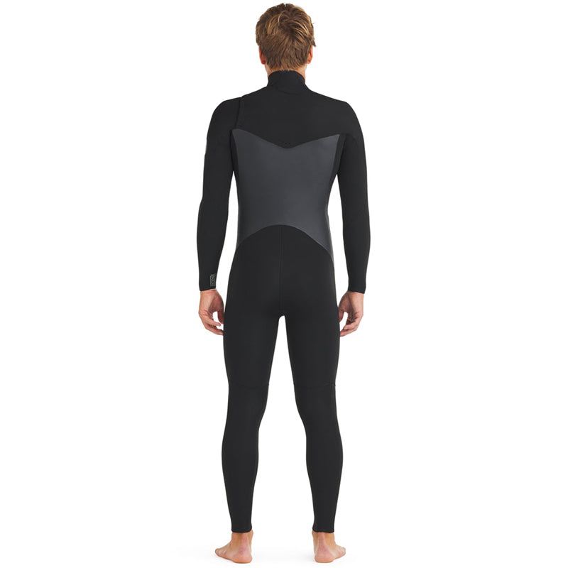 This is the full back view of the black Phoenix Men's Chest-Zip Full Wetsuit.