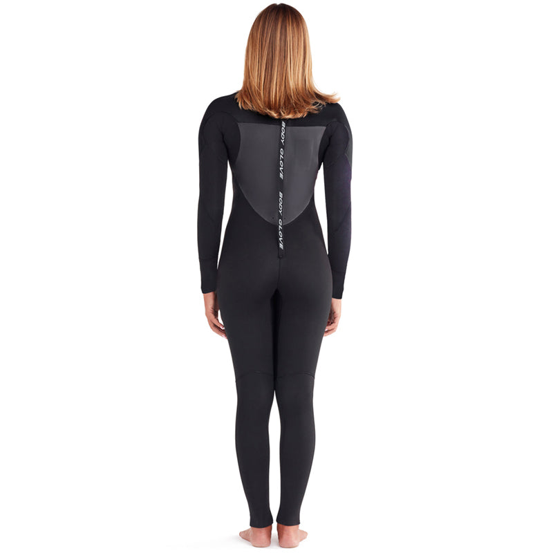 This is the full back view of the black EOS Back-Zip Womens Fullsuit.