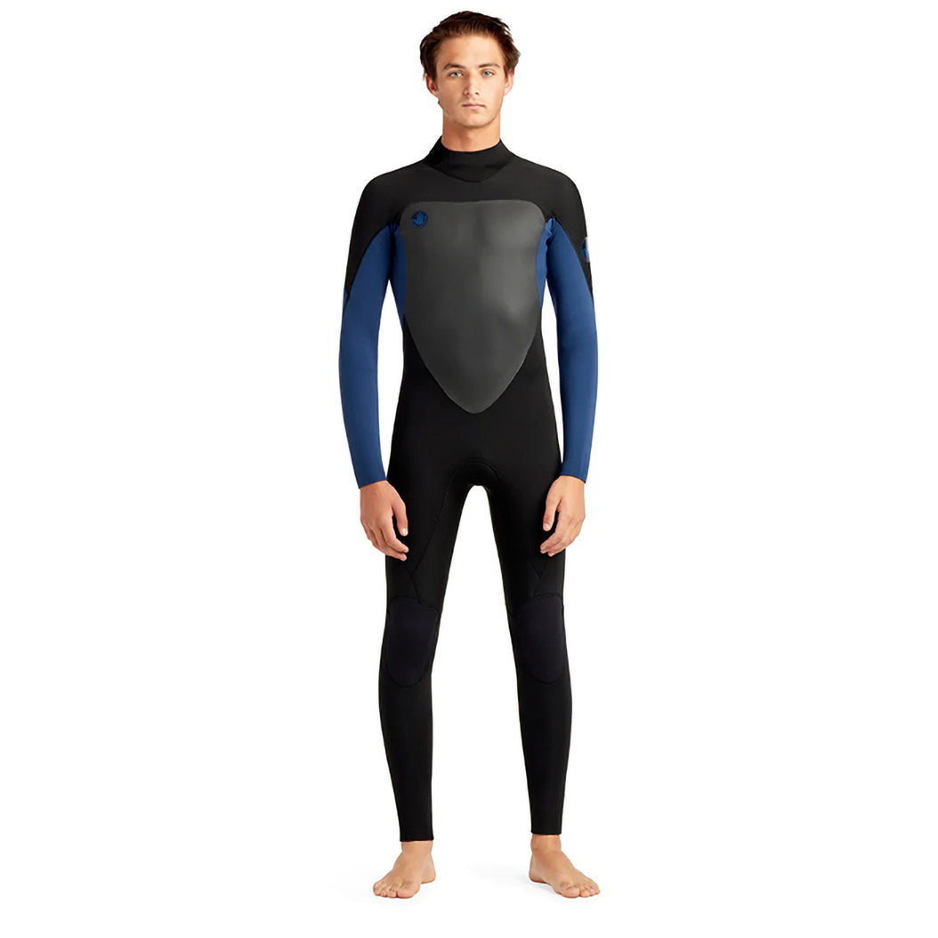 This is the full-frontal view of the Phoenix Men's Back-Zip Full Wetsuit - Black.