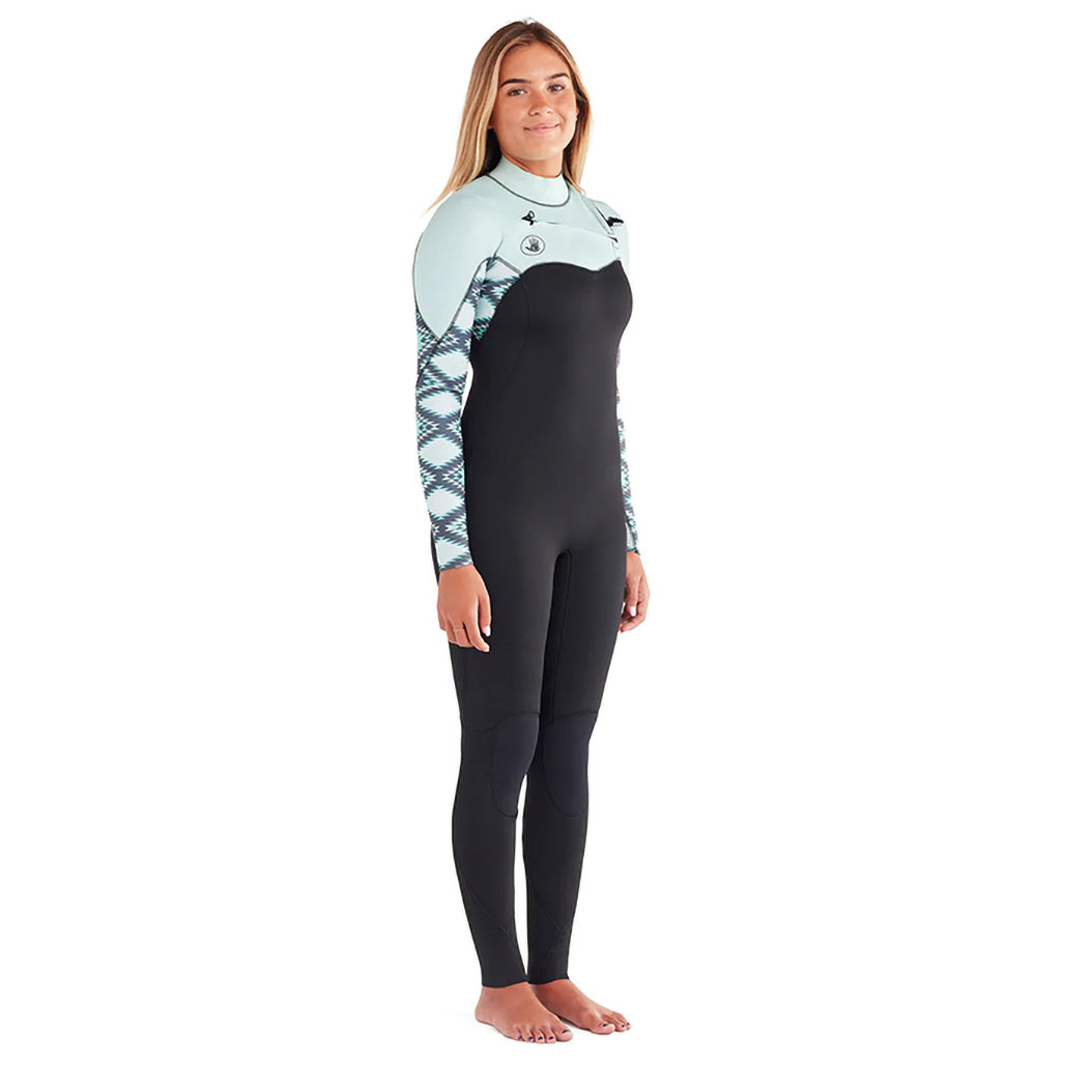 Full right front view of the Tribal Stellar Chest Zip Womens Wetsuit.