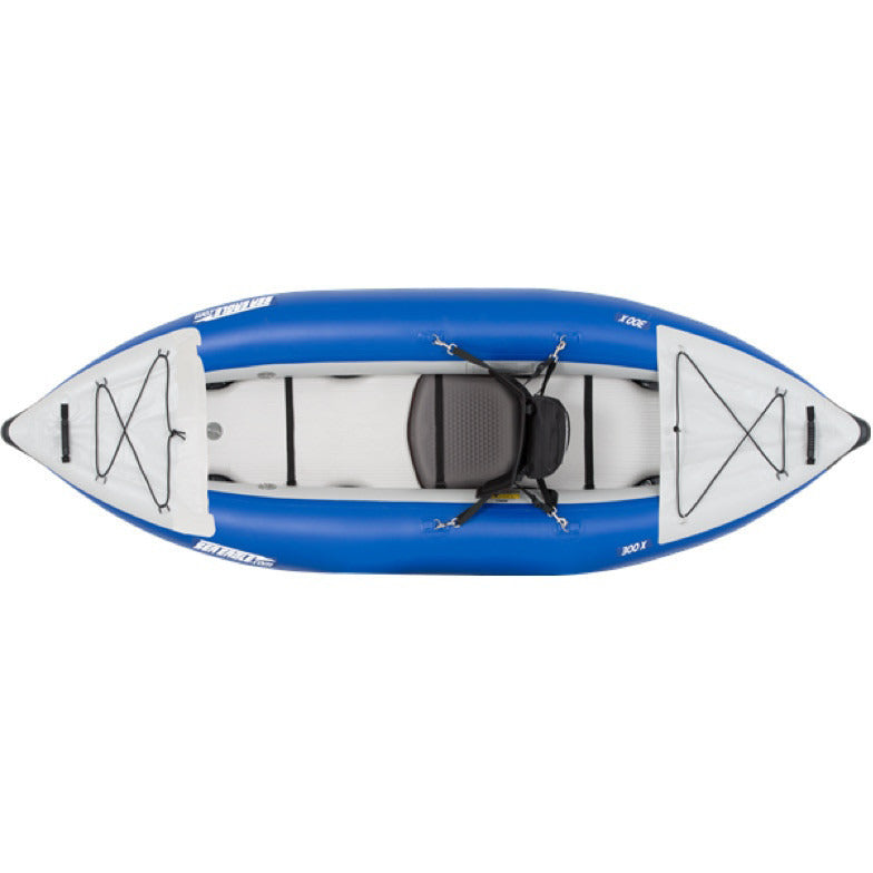 Sea Eagle Explorer 300X Solo Inflatable Kayak top view. 