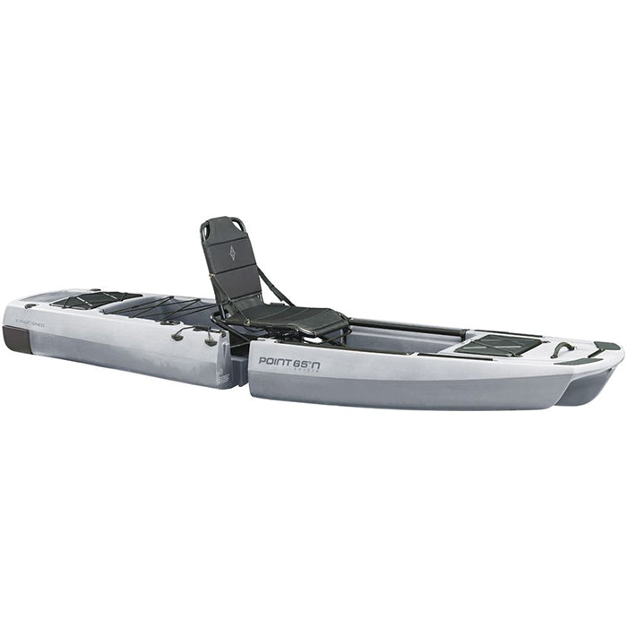 KingFisher Solo Modular Fishing Kayak for Sale Grey version. It is a 2 piece modular fishing kayak for sale with 1 place seat without the black impulse drive.