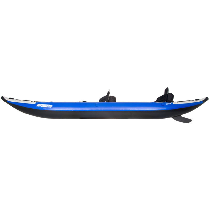 Sea Eagle Explorer 380X Inflatable Tandem Kayak side view. 