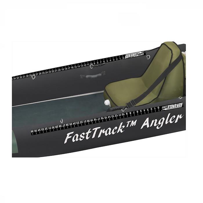 Sea Eagle 385 FastTrak Angler Kayak Fish Ruler on side of angler kayak, up close view.