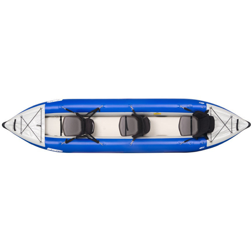 Sea Eagle Explorer 420X Tandem Inflatable Kayak top view. 