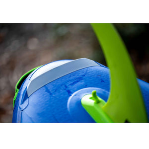 Neva 12.6 Inflatable Paddle Board detail: neon-green fin