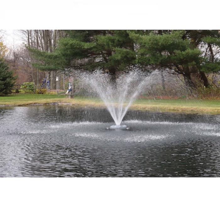 Easy Pro ACF2 Floating Pond Fountain Head with Wide Umbrella Nozzle sprays a nice wide spray in the middle of a pond.
