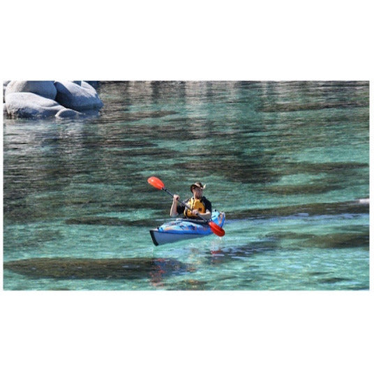 Advanced Elements AdvancedFrame Expedition Elite Solo Inflatable Kayak out on some open clear water. 