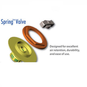 Advanced Elements 1 Person AdvancedFrame Sport Inflatable Kayak Spring Valve with descriptive diagram. Orange and yellow spring valve. 
