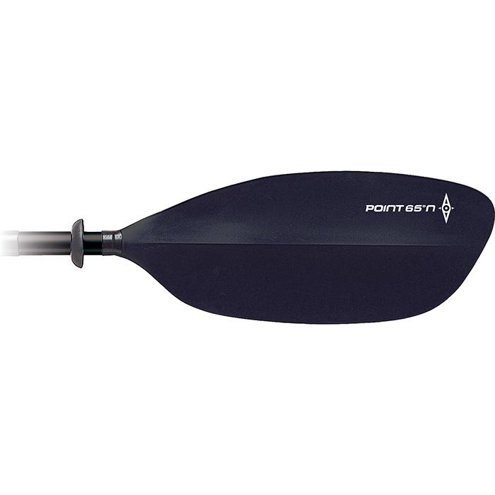 Point 65 Adventure Tourer GS Kayak Paddle. All black blade with white Point 65°N logo on edge.