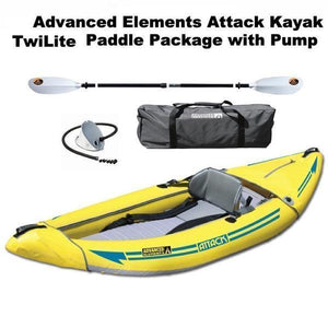Advanced Elements Attack Whitewater Inflatable Kayak Package with Orbit Paddle and Foot Pump