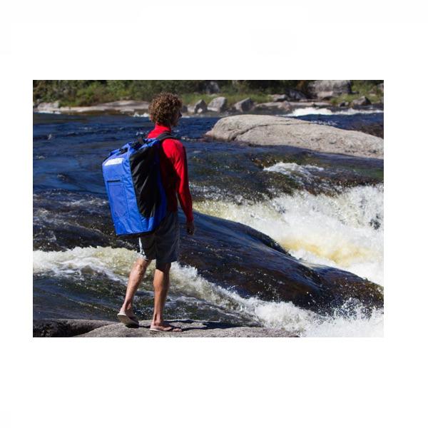 Sea Eagle Blue Backpack being carried by a gentleman. 