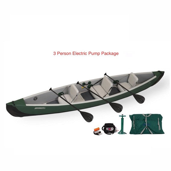 Sea Eagle Inflatable Canoe 16 3 Person Electric Package display view