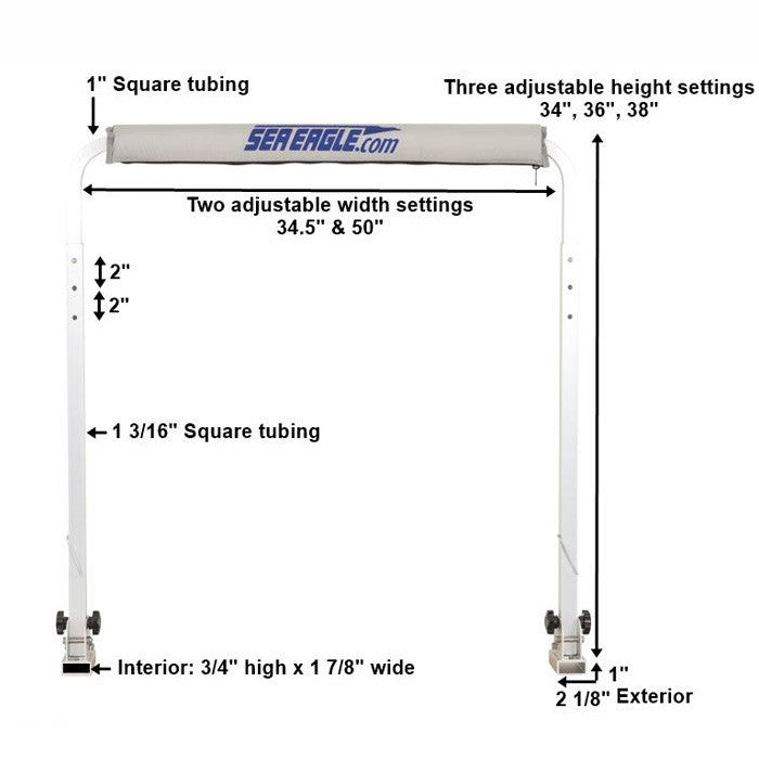 Sea Eagle Casting Bar for FoldCat diagram and dimensions close up view. 