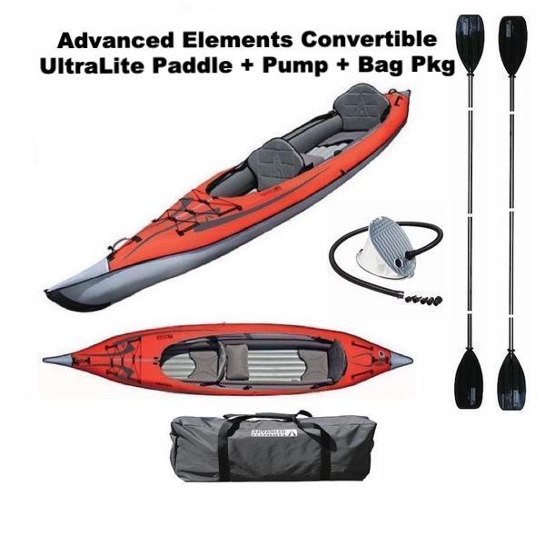 Advanced Elements Convertible Kayak Package. Convertible Kayak + UltraLite Paddle + Foot Pump