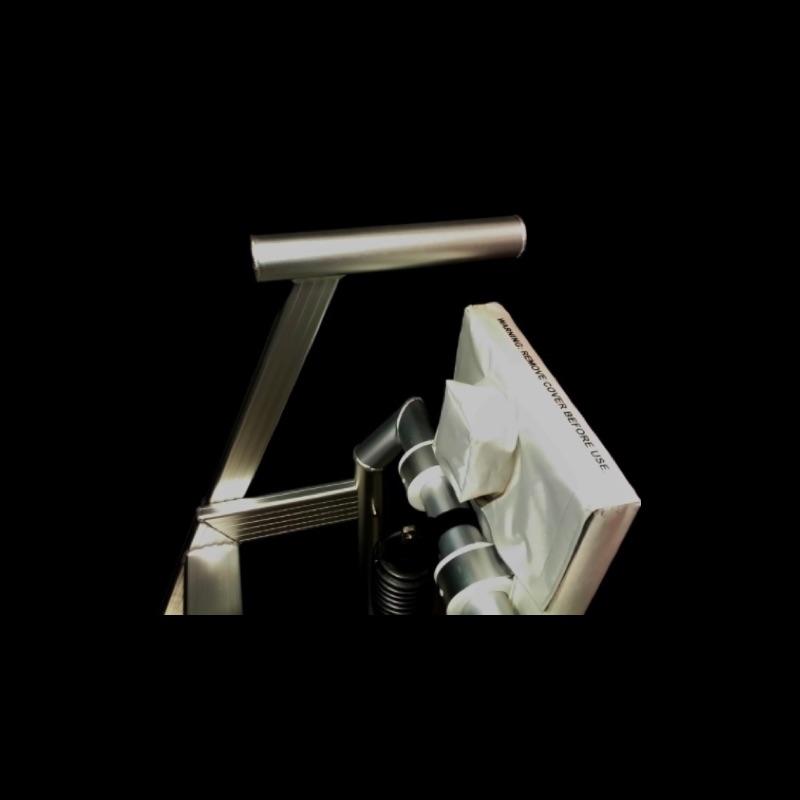 View of the Lillipad Diving Board Cover from the top and behind while the board is in the down position.  Also known as Lily Pad Diving Board cover