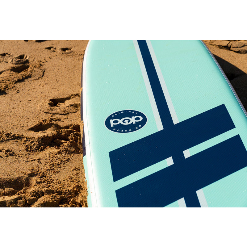 Yacht Hopper SUP Teak/Blue/Mint details.