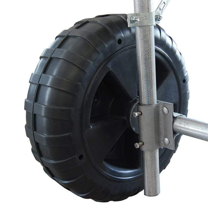 Closeup view of the Dock Edge Axel Kit shows the attachment to the wheel base.