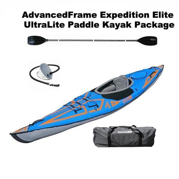 Advanced Elements AdvancedFrame Expedition Elite 1 Person Inflatable UltraLite Paddle Kayak Package