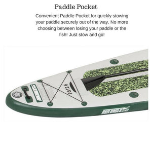 Sea Eagle FishSUP 126 Inflatable SUP paddle pocket closeup. 