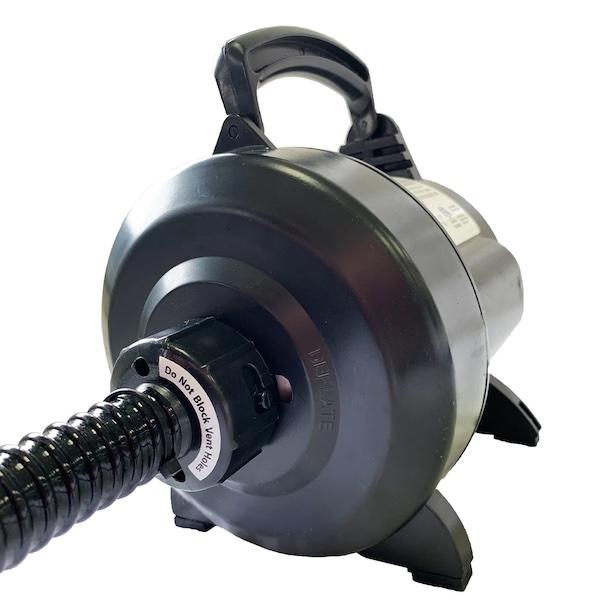 Rear view of Rave hi Speed inflator, all black from this angle.