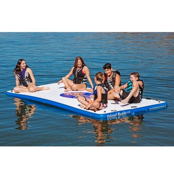 Island Hopper 12ft Island Buddy Inflatable Water Mat for Sale on the lake with 5 kids on it.