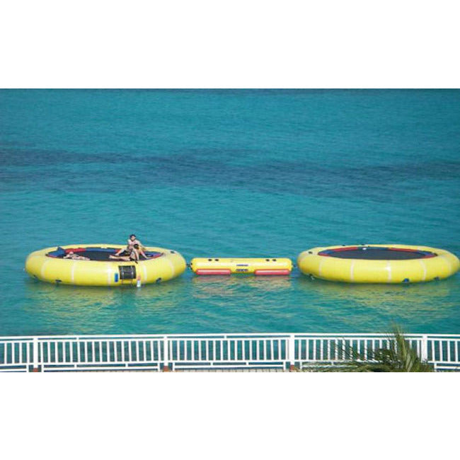 Island Hopper Island Runner Water Trampoline Attachment connecting 2 water trampolines together on the ocean. 