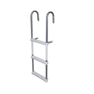 JIF Marine DMM3 3-Step Pontoon Swim Ladder. Aluminum hook ladder with white vinyl cushioned steps