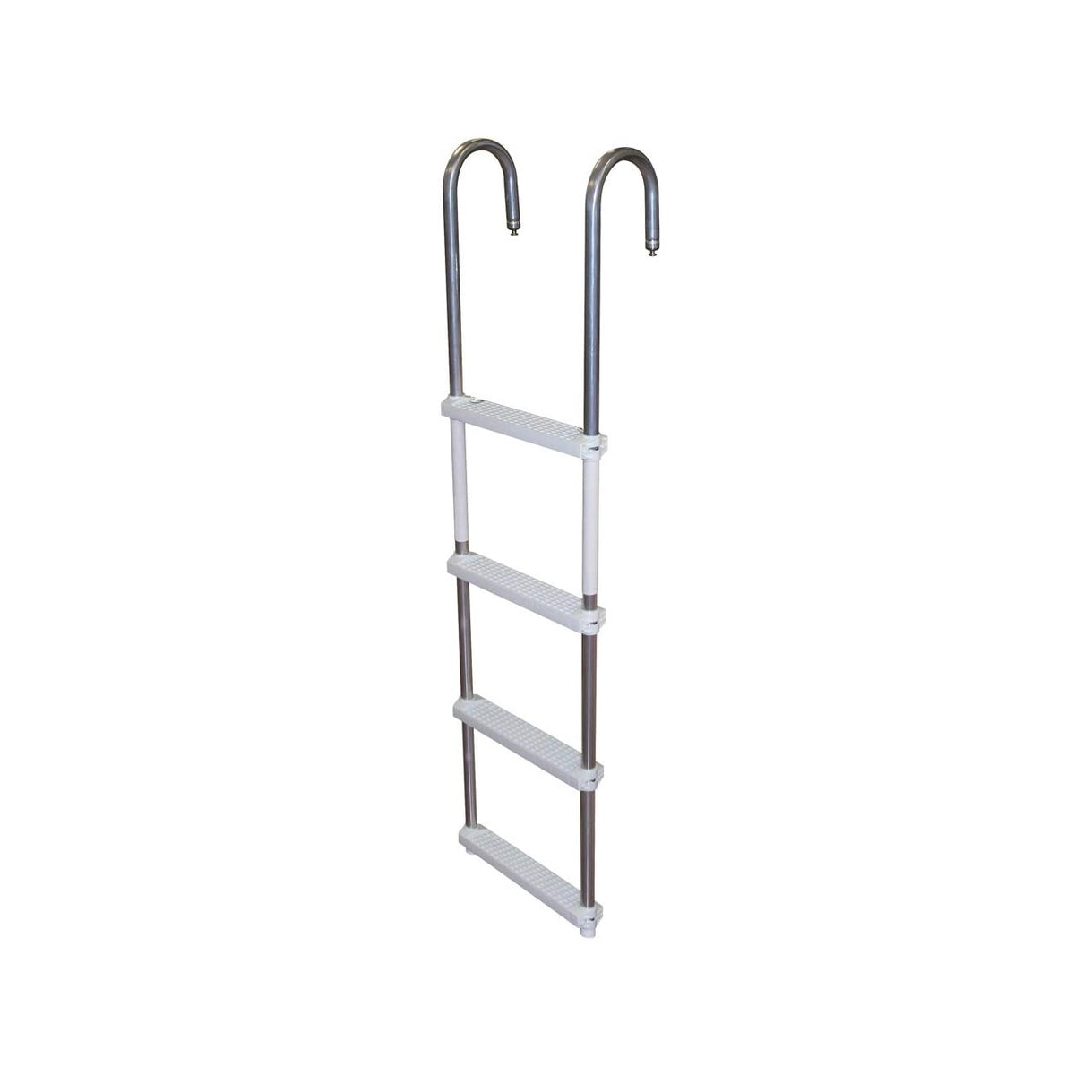 JIF Marine DMM4 4-Step Pontoon Swim Ladder. Aluminum ladder with hooks and cushioned steps.