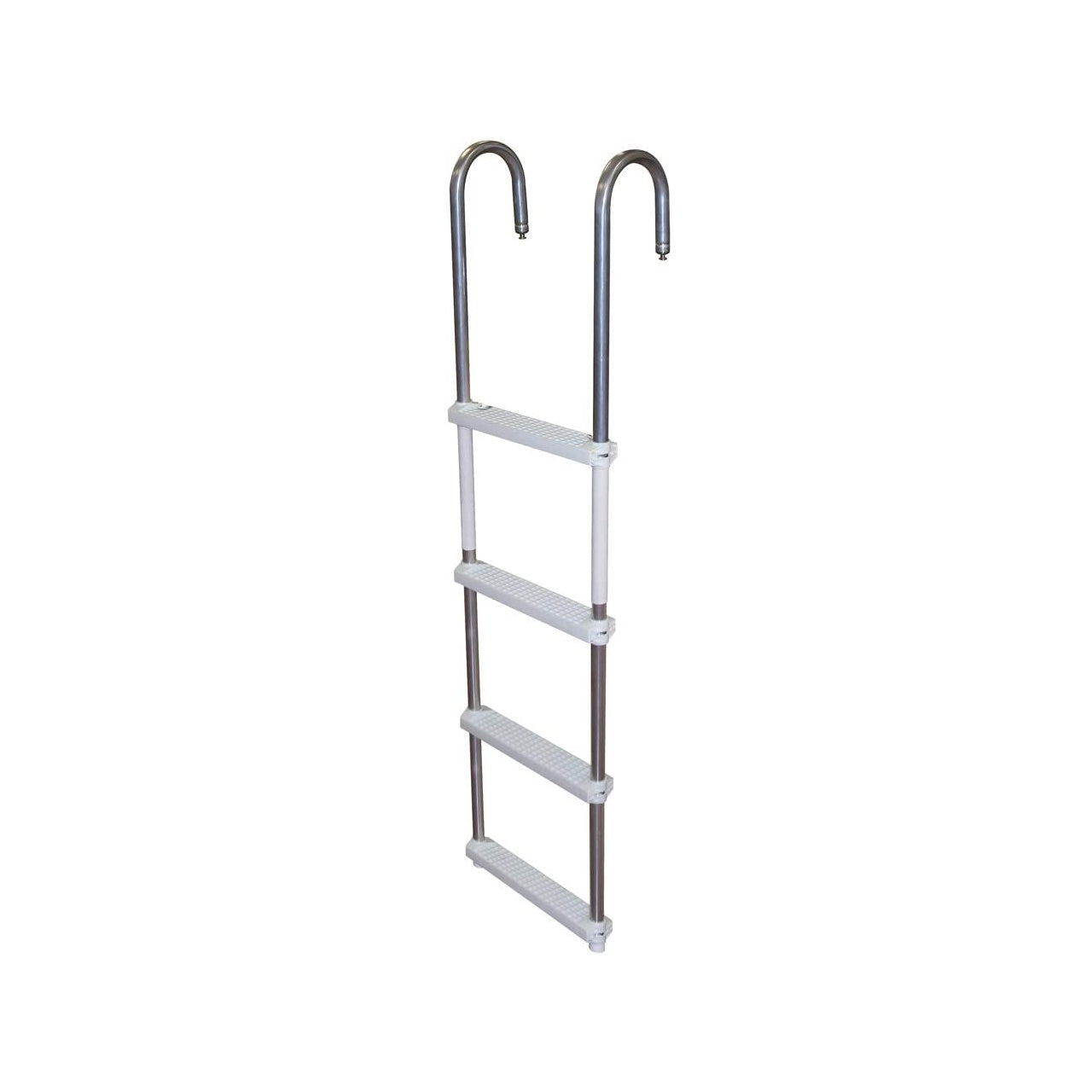 JIF Marine DMM3 3-Step Pontoon Swim Ladder. Aluminum hook ladder with white vinyl cushioned steps
