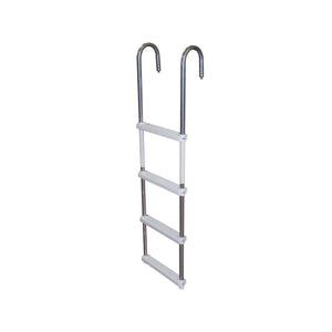 JIF Marine DMM4 4-Step Pontoon Swim Ladder. Aluminum ladder with hooks and cushioned steps.