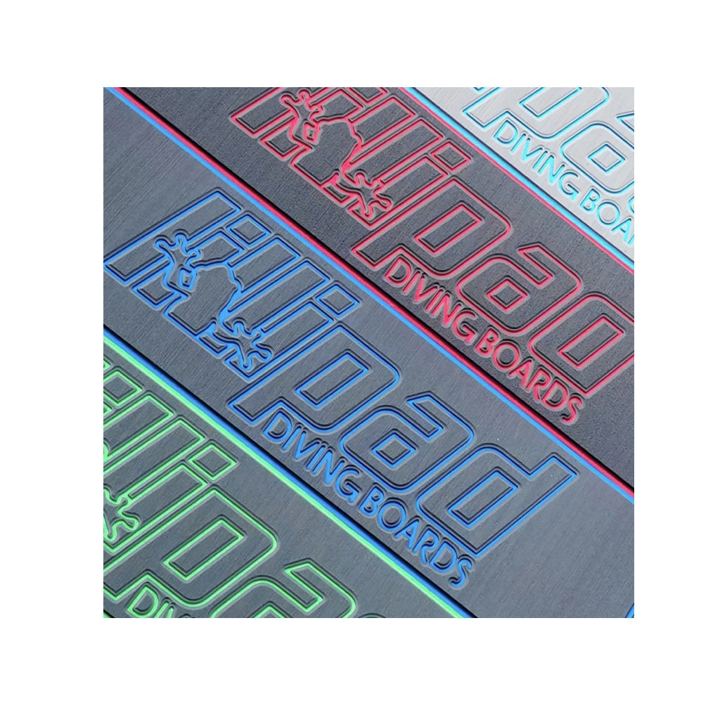 This is an image collection of the new limited-time colors of the Lillipad Diving Board for Boat - Under Floor Mount. The colors are: Dark Gray/Bimini Blue, Dark Gray/Island Green and Dark Gray/Ruby Red.